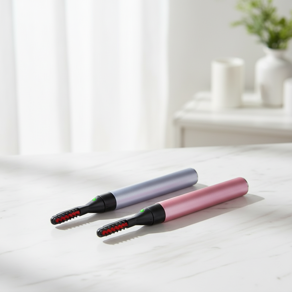 Heated electric eyelash curler for long-lasting lash curl at home